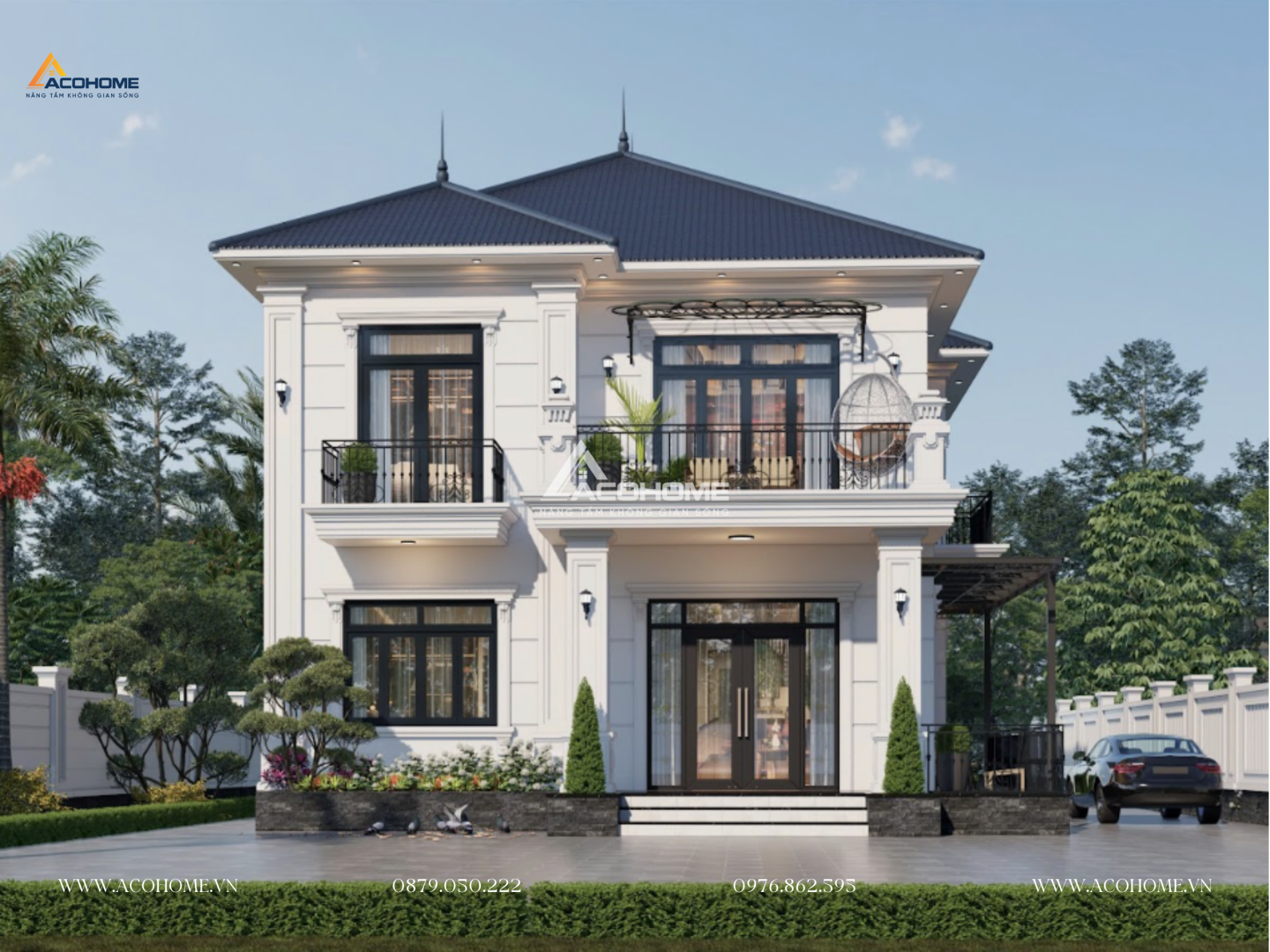 mẫu nhà tân cổ điển mái nhật