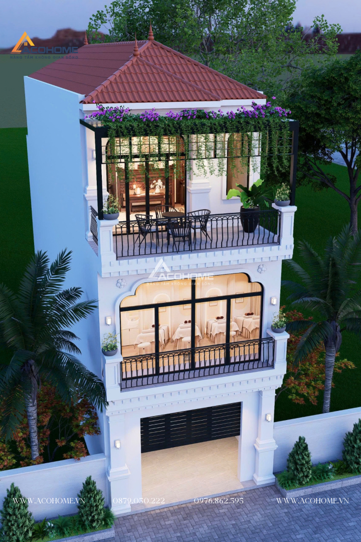 Mẫu nhà phố mái nhật phong cách indochine