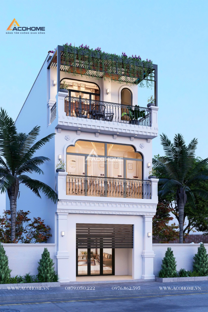 Mẫu nhà phố mái nhật phong cách indochine